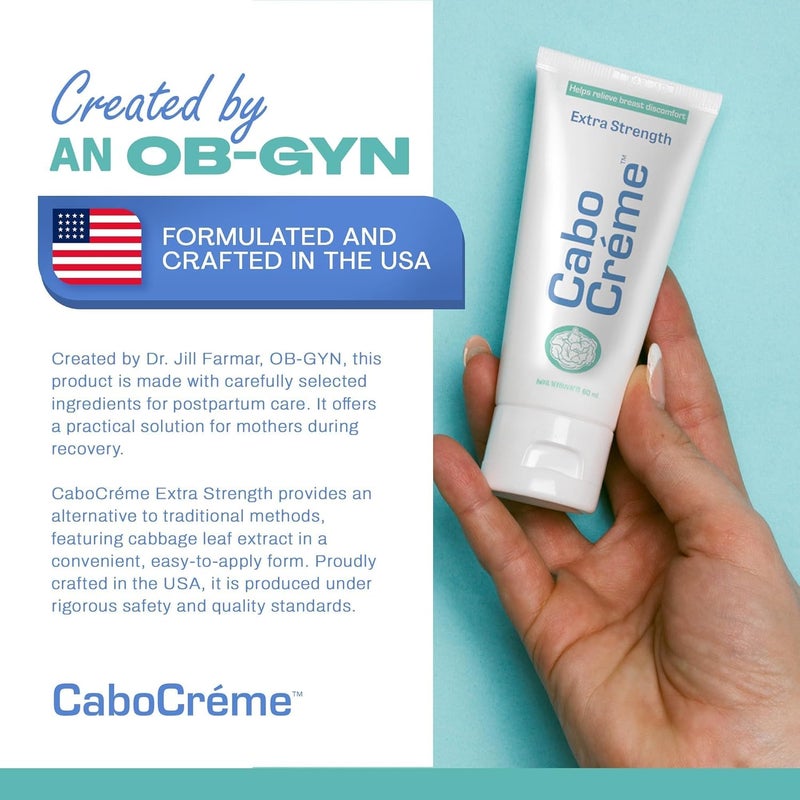Cabocreme كابو كريمة كريم الثدي بقوة إضافية - 2X قوة لتخفيف الاحتقان ودعم الفطام - جفاف حليب الثدي - من إنشاء طبيب نسائي وموافق عليه من قبل الأمهات المرضعات - 2 أونصة - Image 5